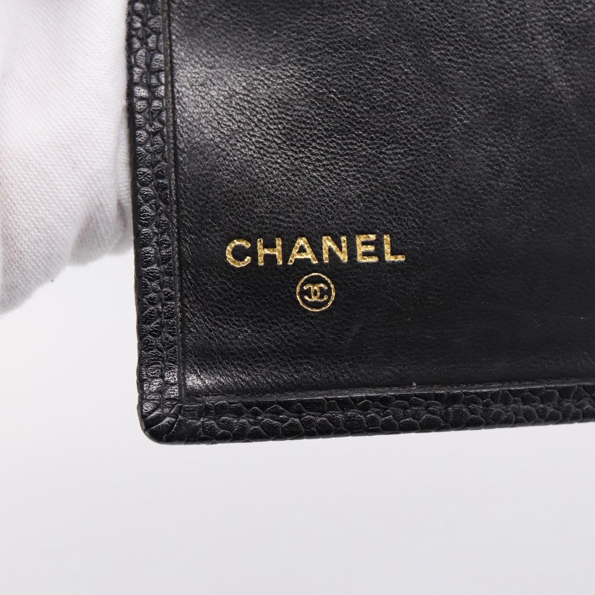 CHANEL Bicolore Compact Wallet Caviar Skin Black Gold CC Auth 207490V
