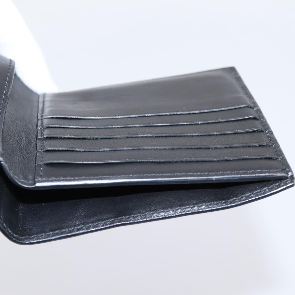 Bottega Veneta Padded Compact Wallet Leather Black Gold Tone Auth 207496M
