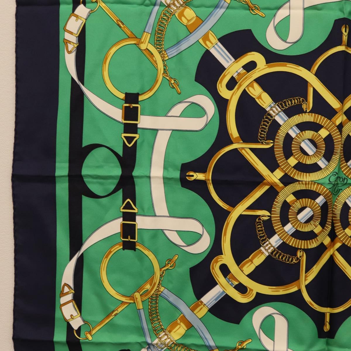 HERMES Carre 90 Scarf ""Eperon d Or"" Silk Navy Auth 207503