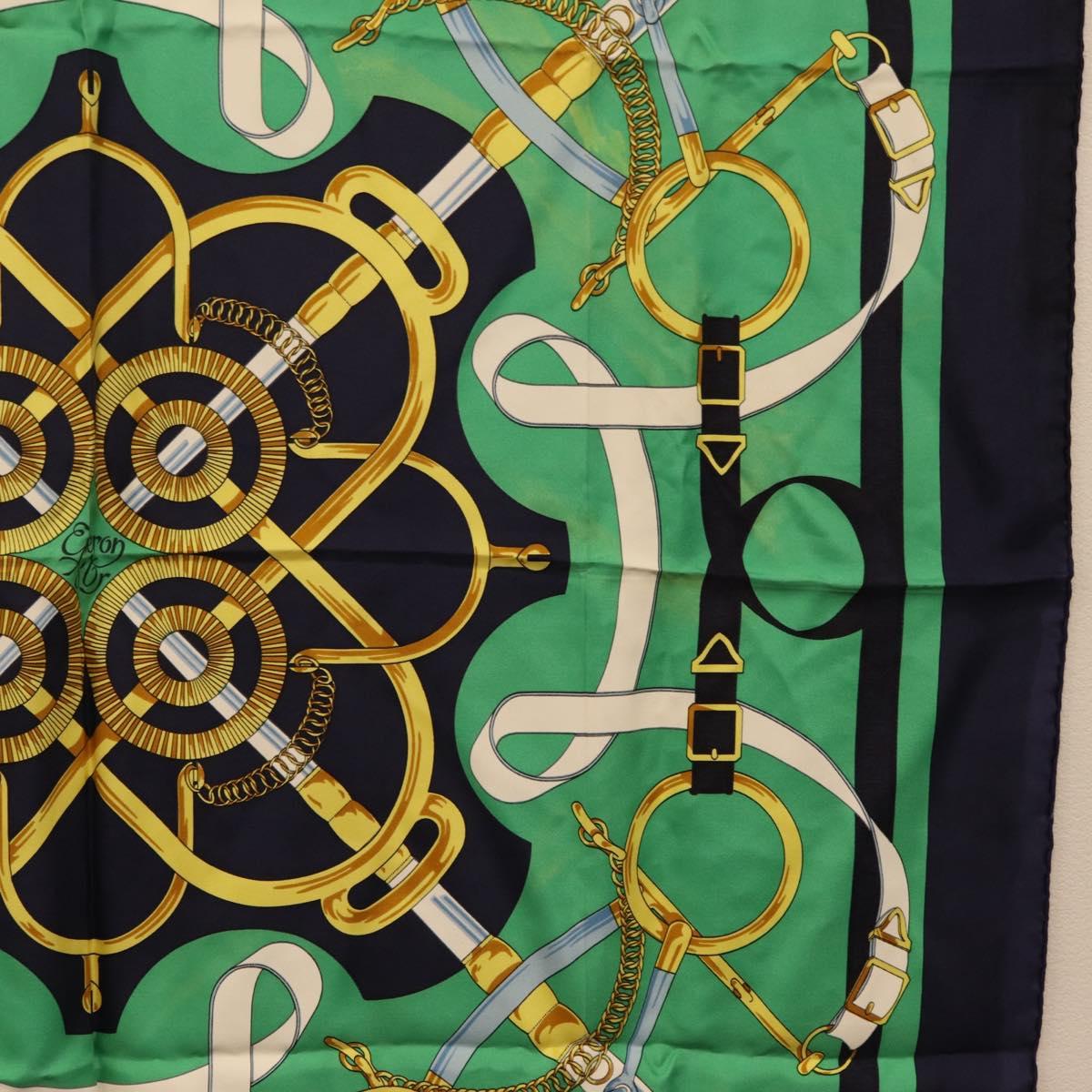 HERMES Carre 90 Scarf ""Eperon d Or"" Silk Navy Auth 207503