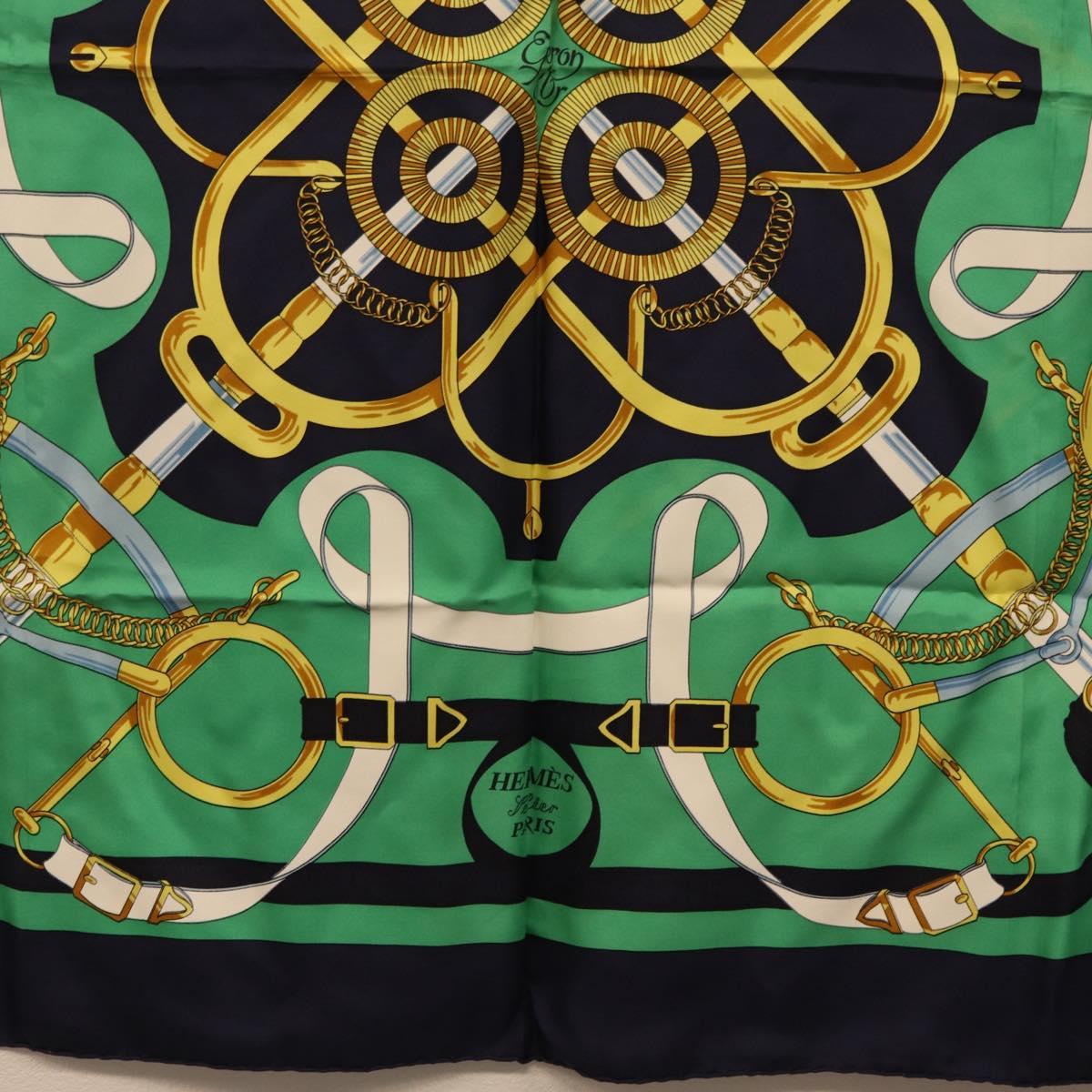 HERMES Carre 90 Scarf ""Eperon d Or"" Silk Navy Auth 207503