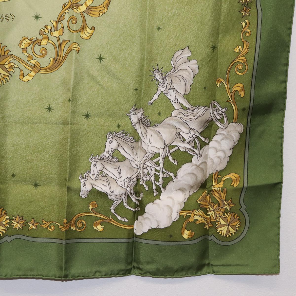 HERMES Carre 90 Scarf ""COSMOS"" Silk Green Auth 207511