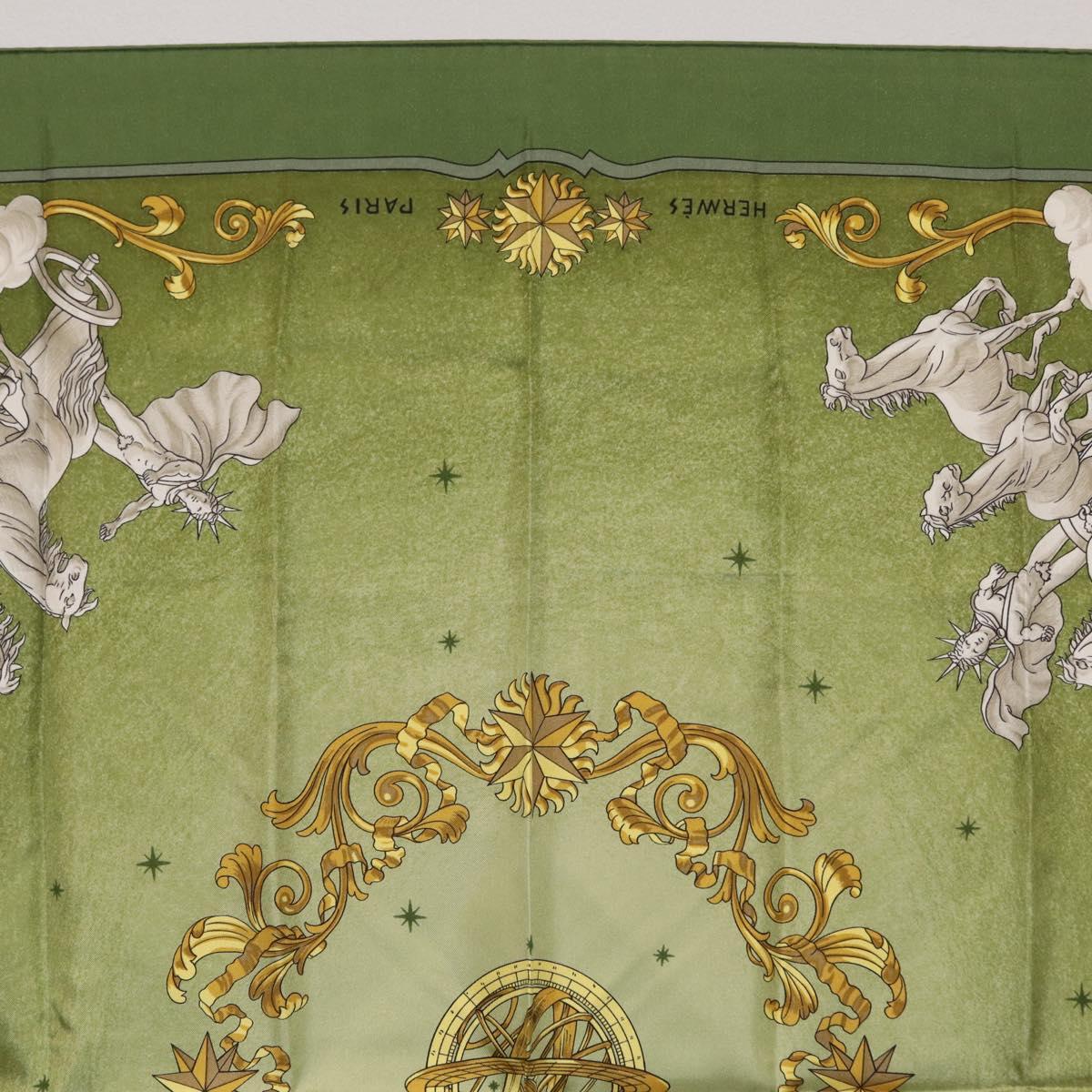 HERMES Carre 90 Scarf ""COSMOS"" Silk Green Auth 207511