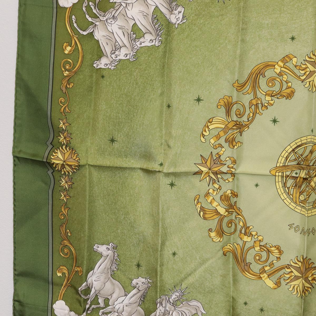 HERMES Carre 90 Scarf ""COSMOS"" Silk Green Auth 207511