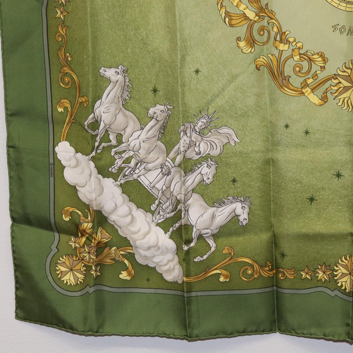 HERMES Carre 90 Scarf ""COSMOS"" Silk Green Auth 207511