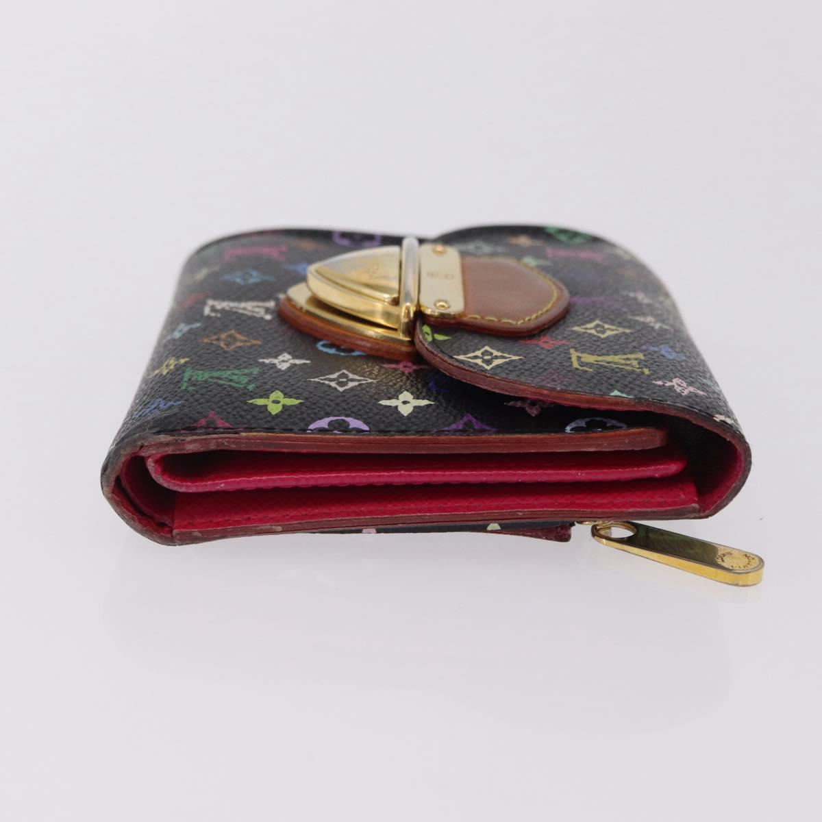 LOUIS VUITTON Monogram Multicolor Wallet 2 Set Black LV Auth 207527