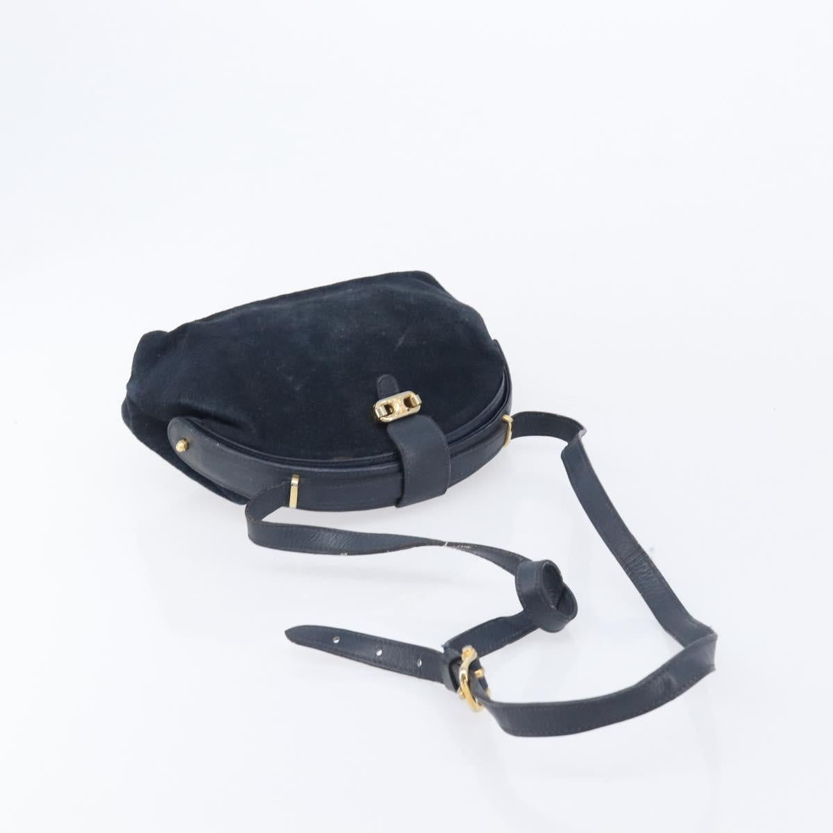 CELINE Macadam Canvas C Sulky Bag PVC Leather Suede 2 Set Beige Navy Auth 207528