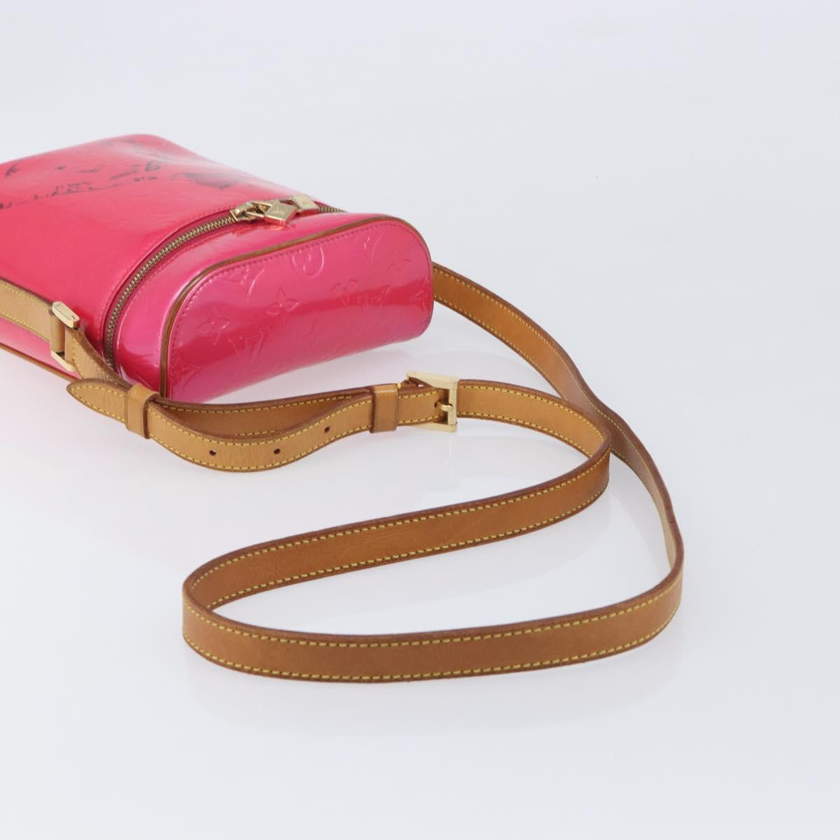 LOUIS VUITTON Vernis Sullivan Vertical Bag Fuchsia Pink M91259 LV Auth 207529