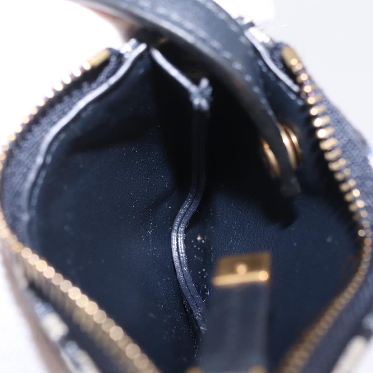 Christian Dior Trotter Canvas Saddle Coin Purse Navy Gold Auth 207530M