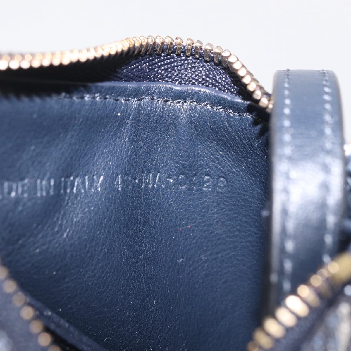 Christian Dior Trotter Canvas Saddle Coin Purse Navy Gold Auth 207530M