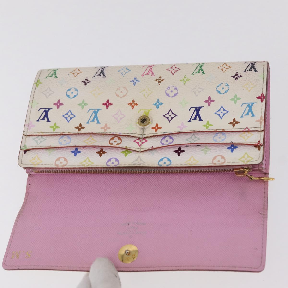 LOUIS VUITTON Monogram Multicolor Wallet 3 Set White LV Auth 207532
