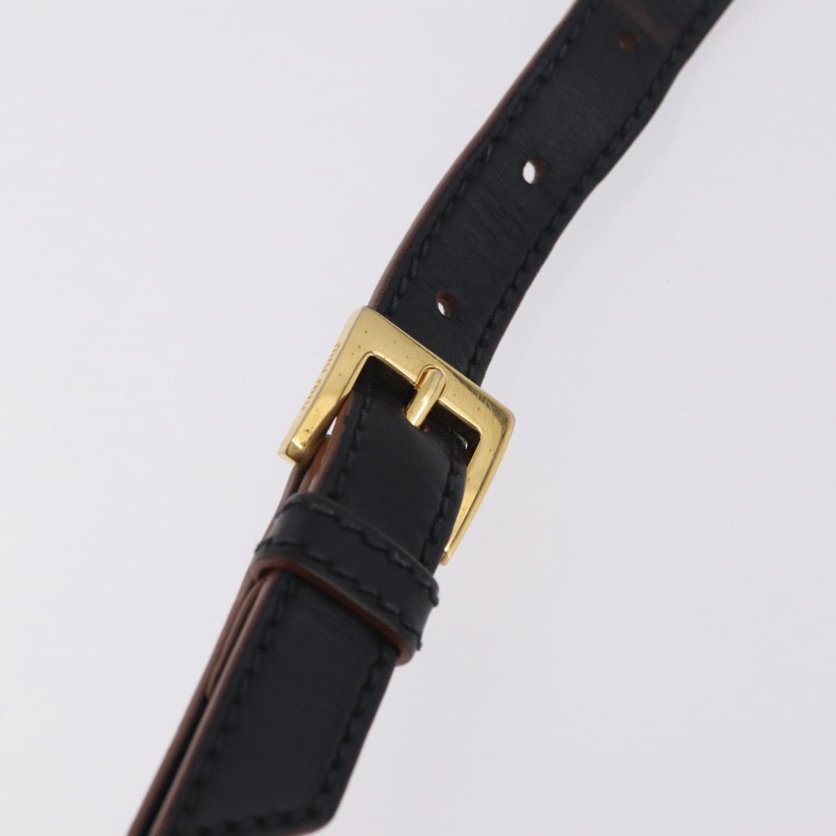 Miu Miu Madras Shoulder Bag Leather Black Gold Tone Auth 207539M