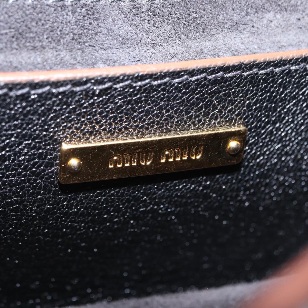 Miu Miu Madras Shoulder Bag Leather Black Gold Tone Auth 207539M