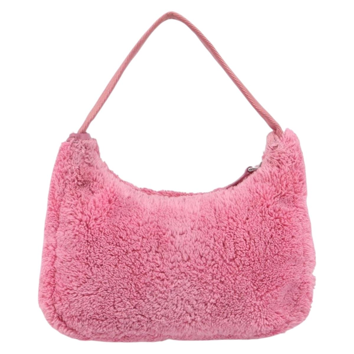 PRADA Accessory Pouch Pile Pink Silver Auth 207550V