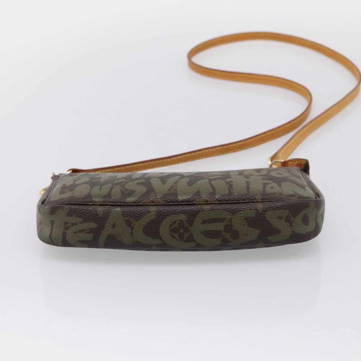 LOUIS VUITTON Monogram Graffiti Pochette Accessoires Khaki M92191 Auth 207561A