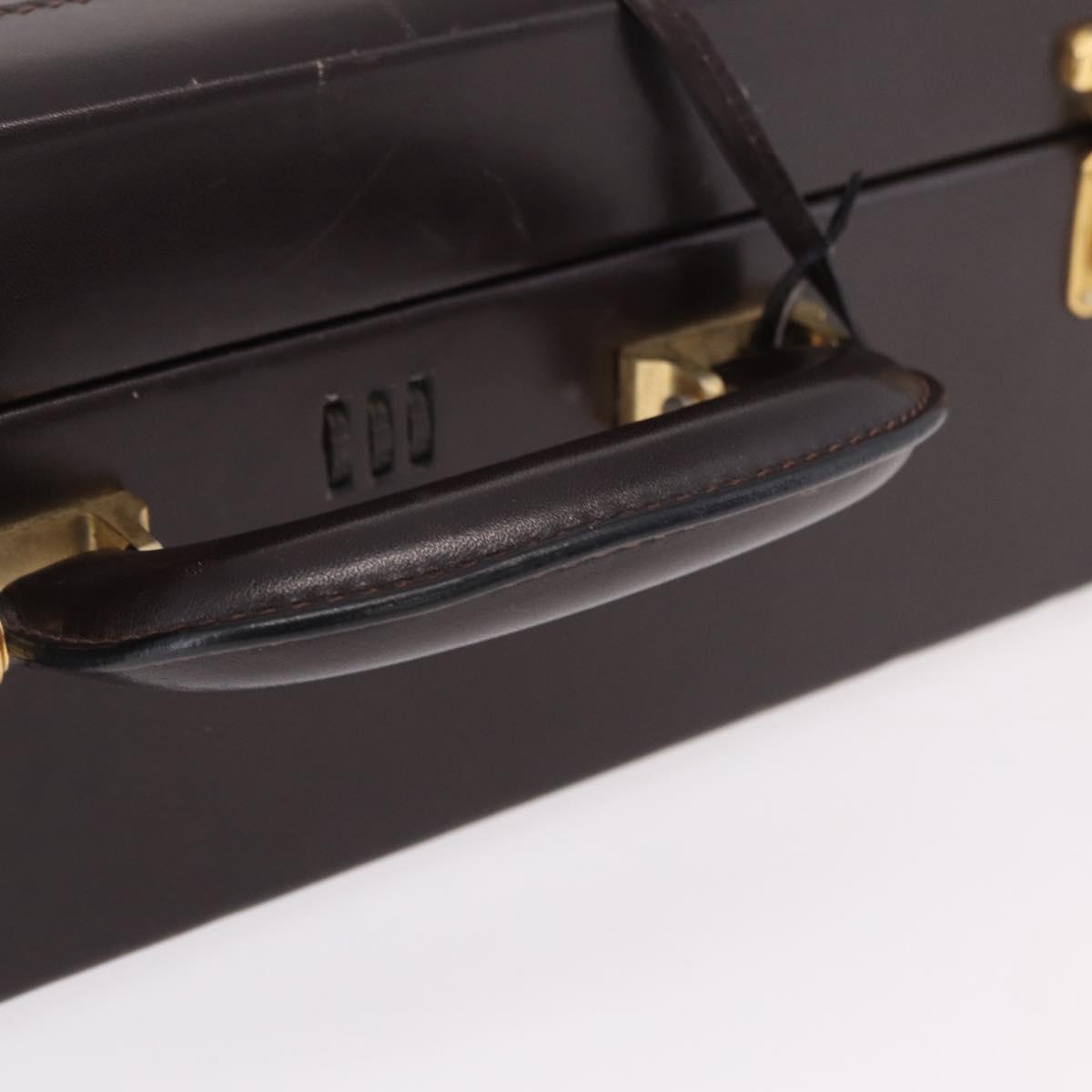 LOEWE Trunk Leather Dark Brown Gold Tone Auth 207565A