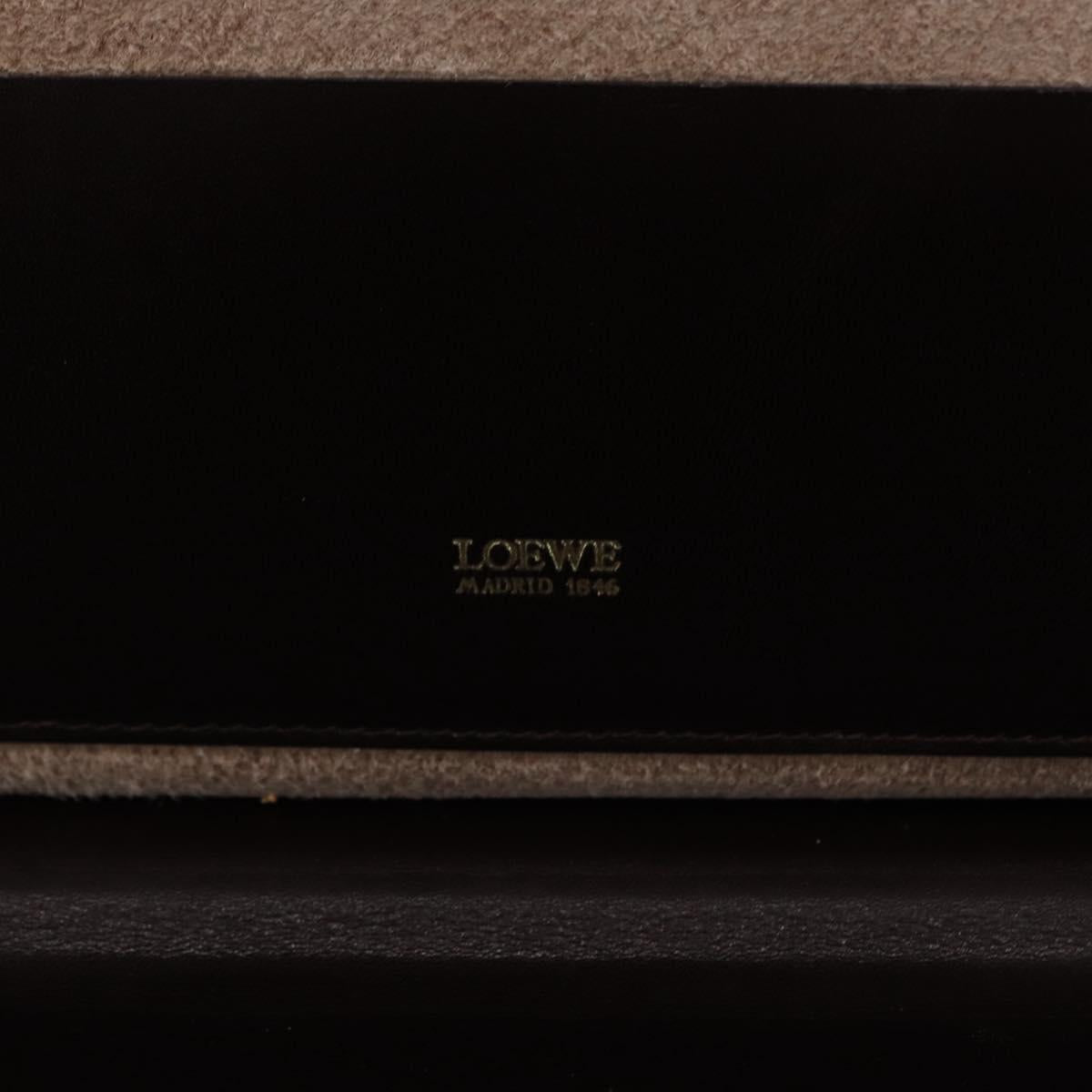 LOEWE Trunk Leather Dark Brown Gold Tone Auth 207565A