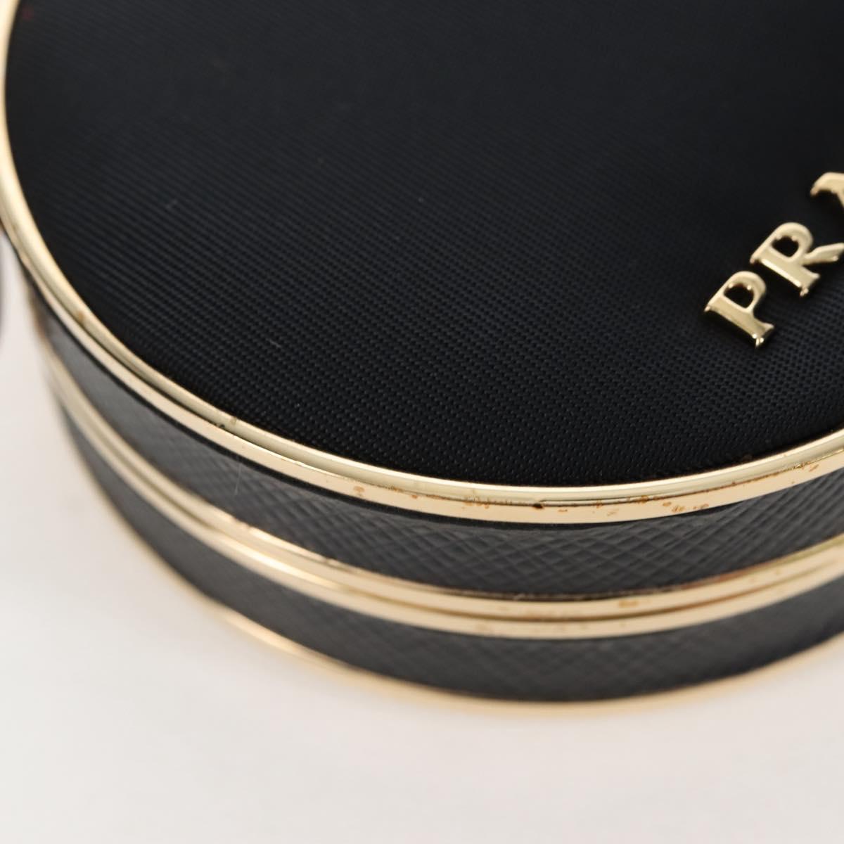 PRADA Neck Pouch Nylon Black Gold Tone Auth 207568M