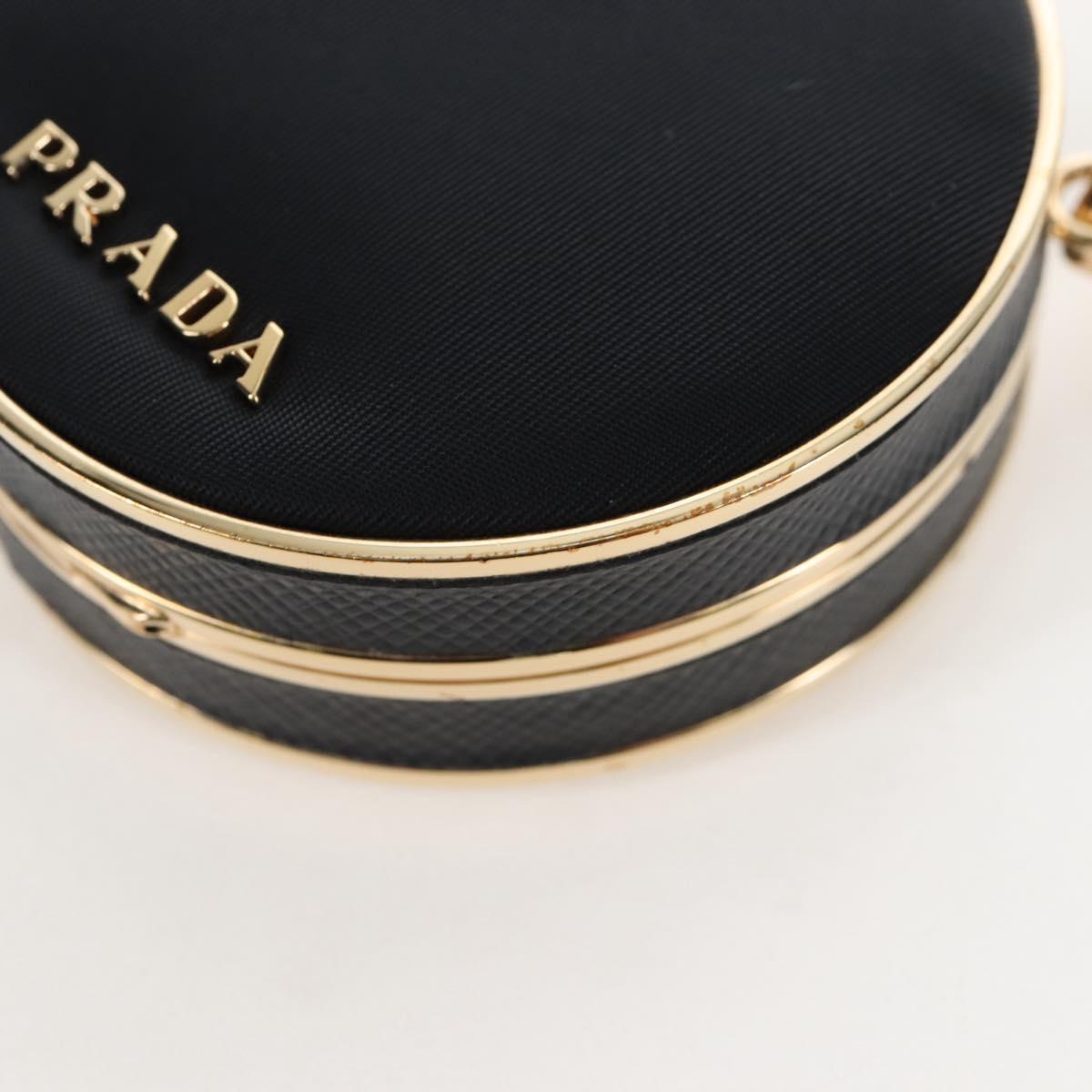 PRADA Neck Pouch Nylon Black Gold Tone Auth 207568M