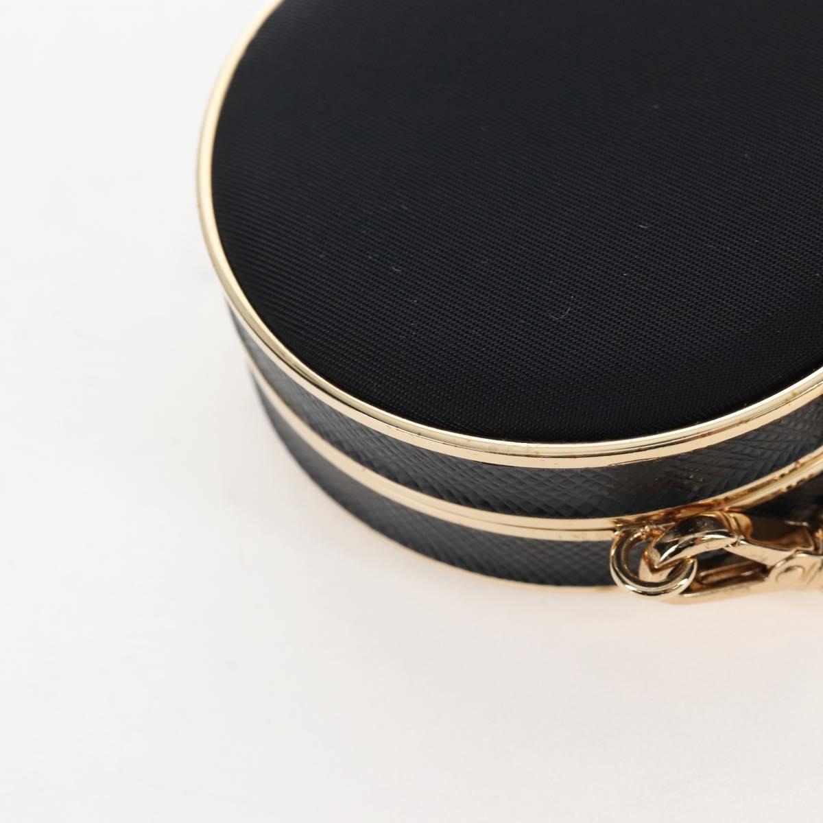 PRADA Neck Pouch Nylon Black Gold Tone Auth 207568M