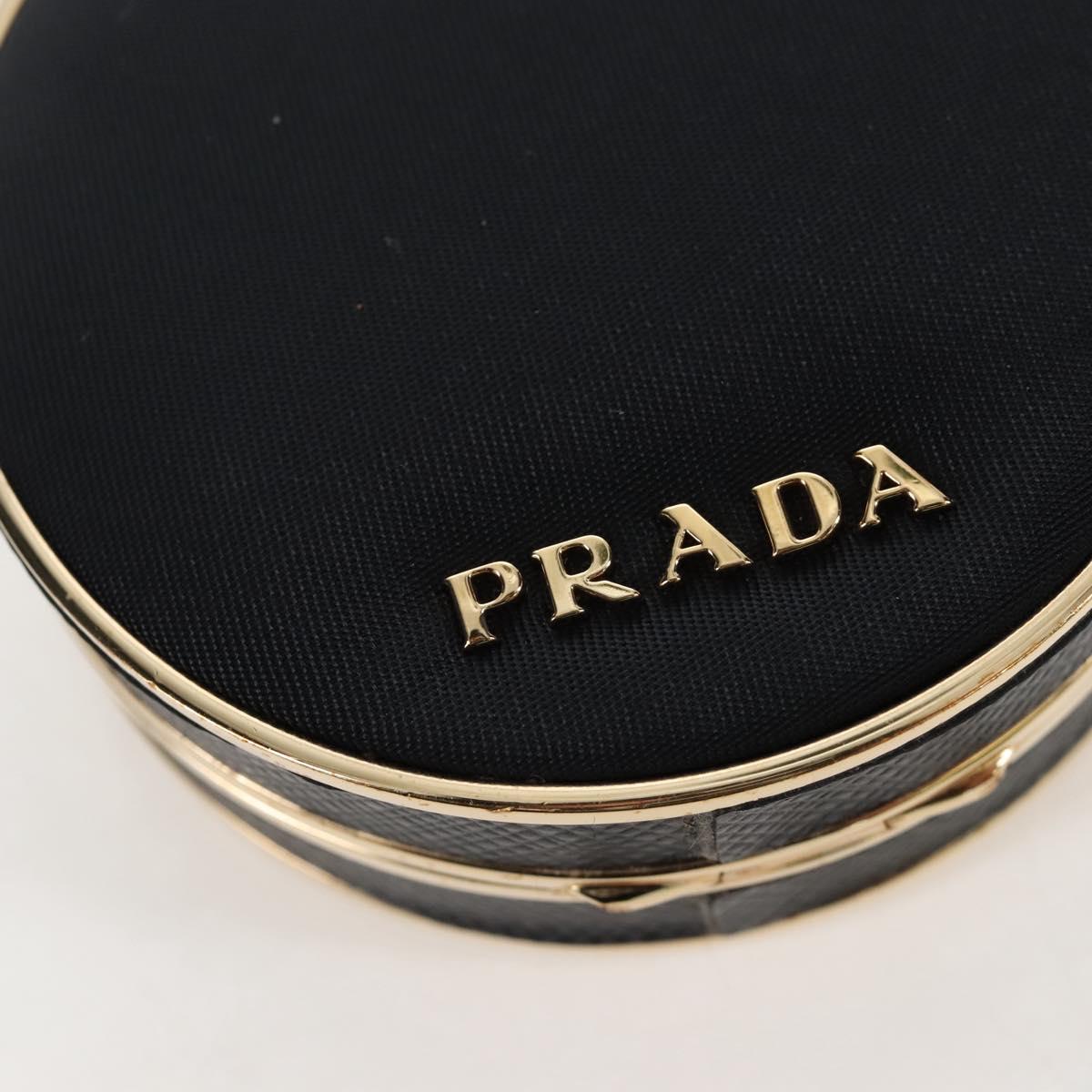 PRADA Neck Pouch Nylon Black Gold Tone Auth 207568M