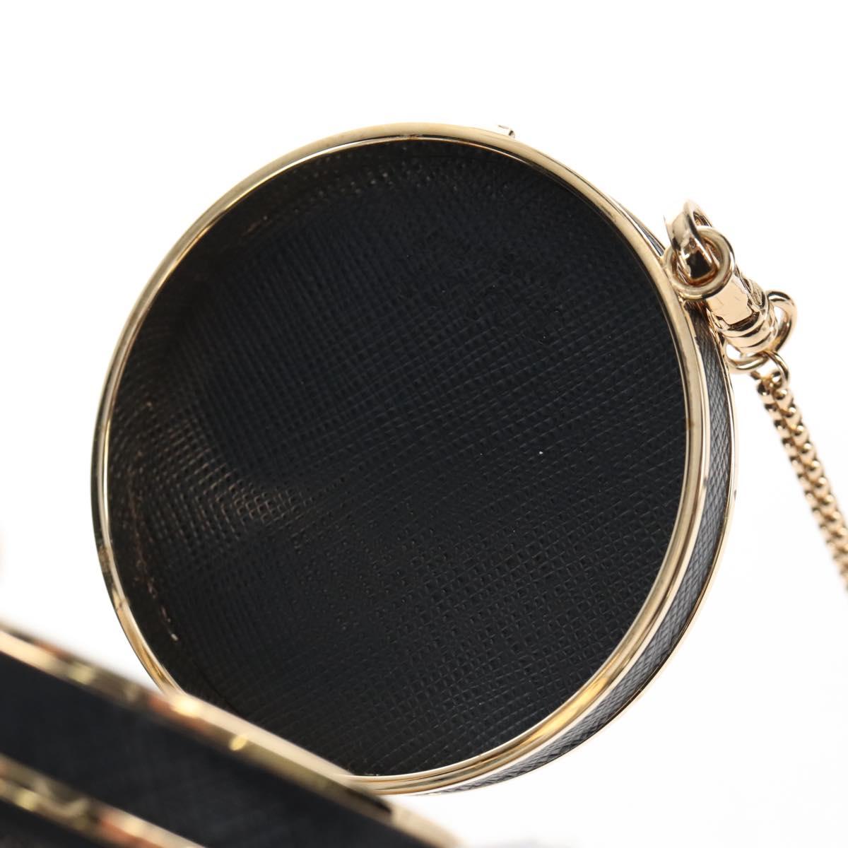 PRADA Neck Pouch Nylon Black Gold Tone Auth 207568M