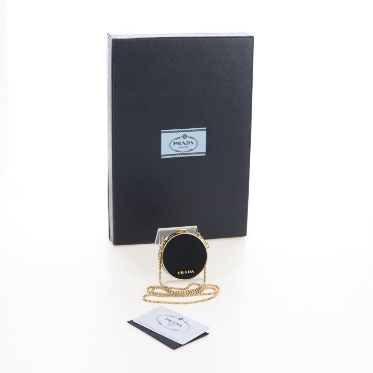 PRADA Neck Pouch Nylon Black Gold Tone Auth 207568M
