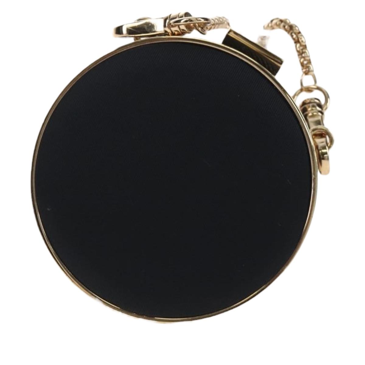 PRADA Neck Pouch Nylon Black Gold Tone Auth 207568M