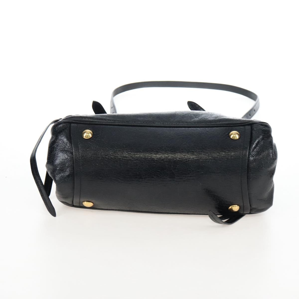 Miu Miu Tote Bag Vitellolux 2way Black Gold Auth 207580V