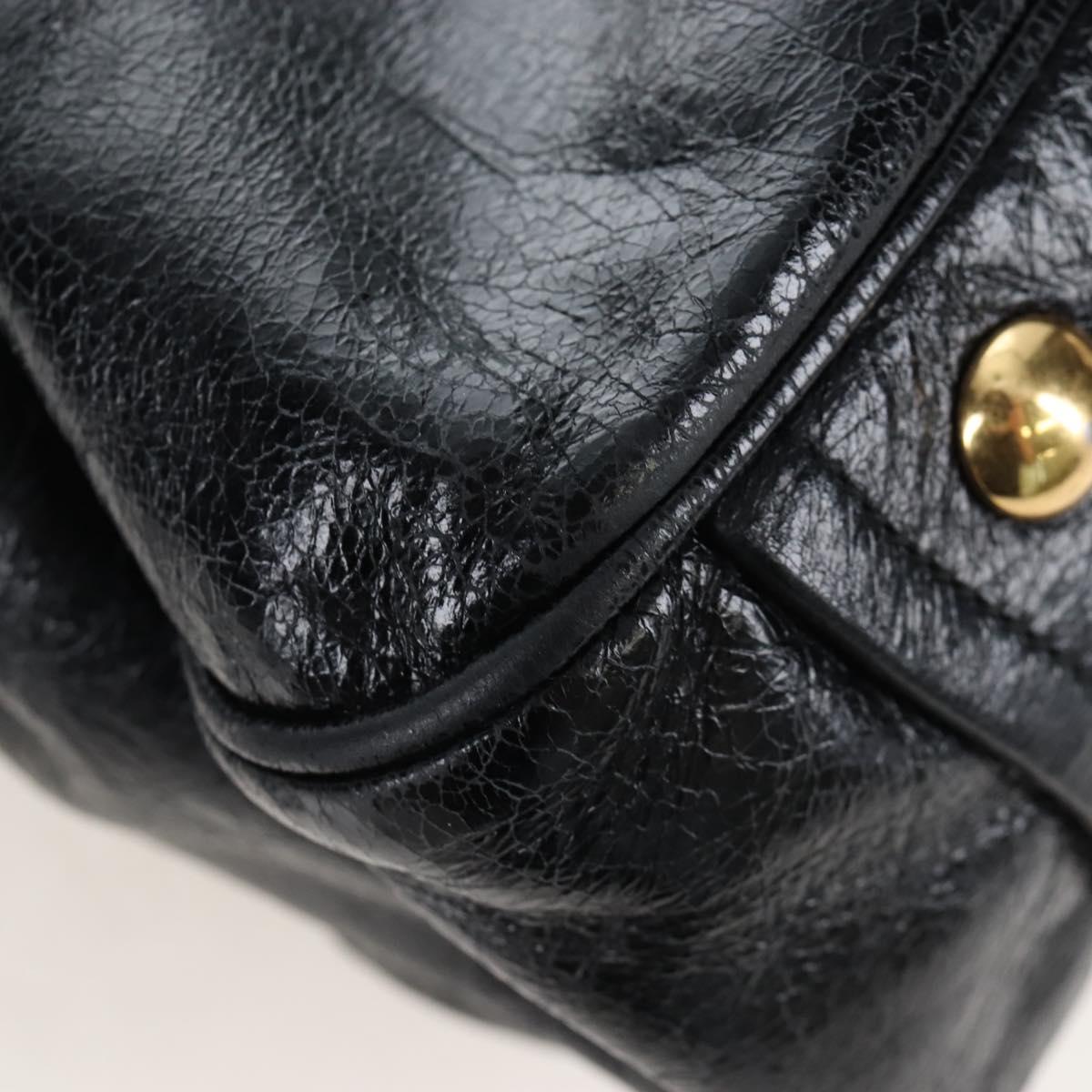 Miu Miu Tote Bag Vitellolux 2way Black Gold Auth 207580V