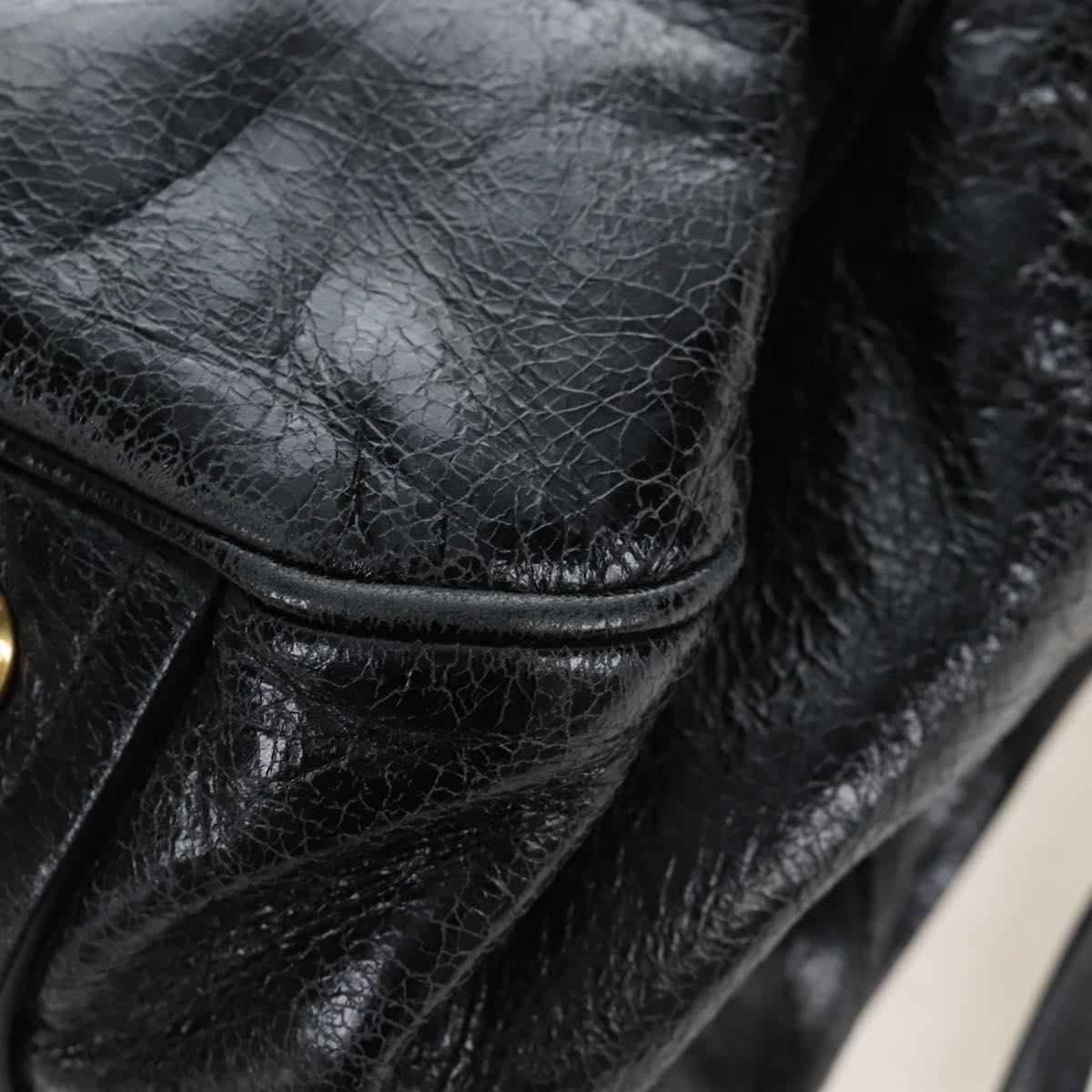 Miu Miu Tote Bag Vitellolux 2way Black Gold Auth 207580V