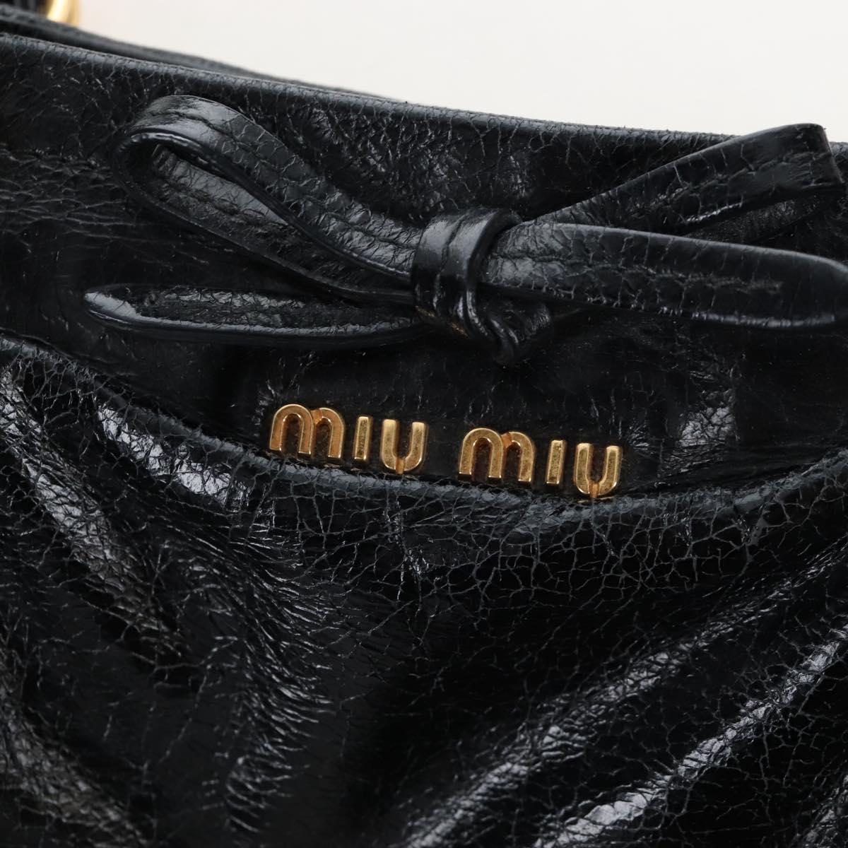 Miu Miu Tote Bag Vitellolux 2way Black Gold Auth 207580V