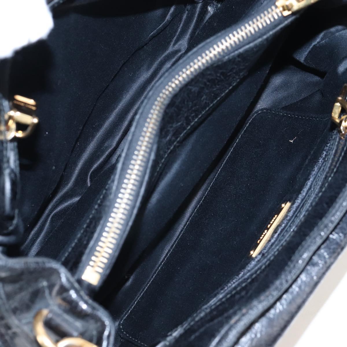 Miu Miu Tote Bag Vitellolux 2way Black Gold Auth 207580V
