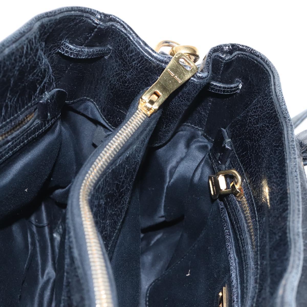 Miu Miu Tote Bag Vitellolux 2way Black Gold Auth 207580V