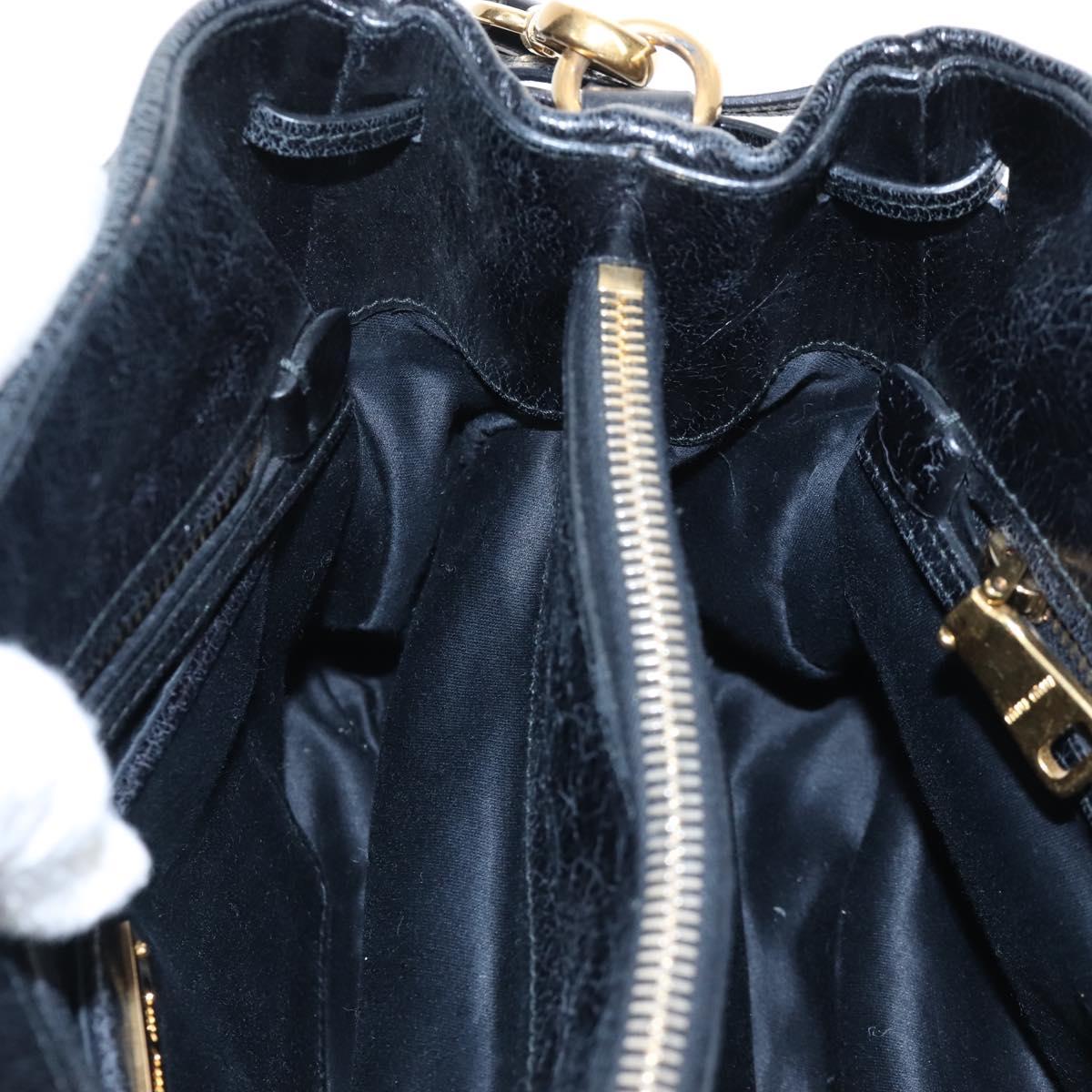 Miu Miu Tote Bag Vitellolux 2way Black Gold Auth 207580V