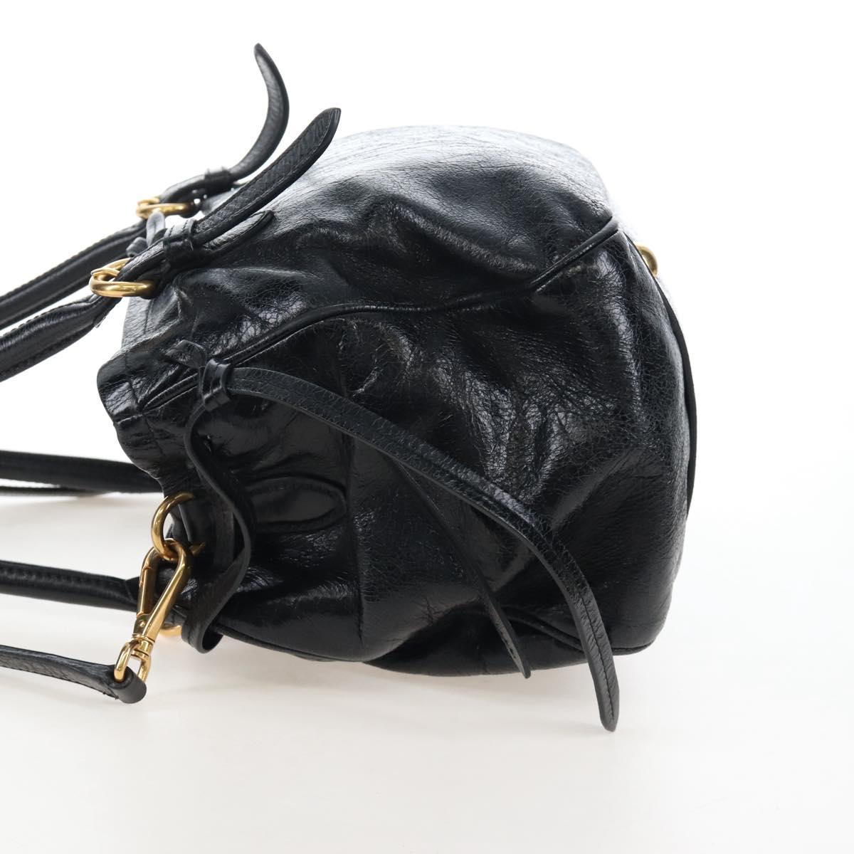 Miu Miu Tote Bag Vitellolux 2way Black Gold Auth 207580V