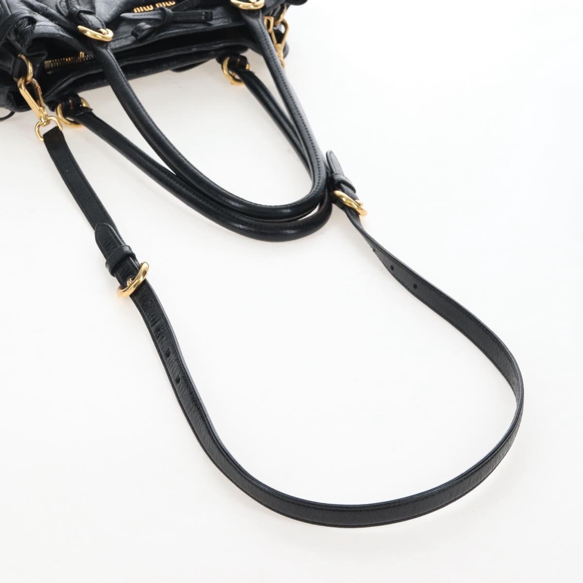 Miu Miu Tote Bag Vitellolux 2way Black Gold Auth 207580V