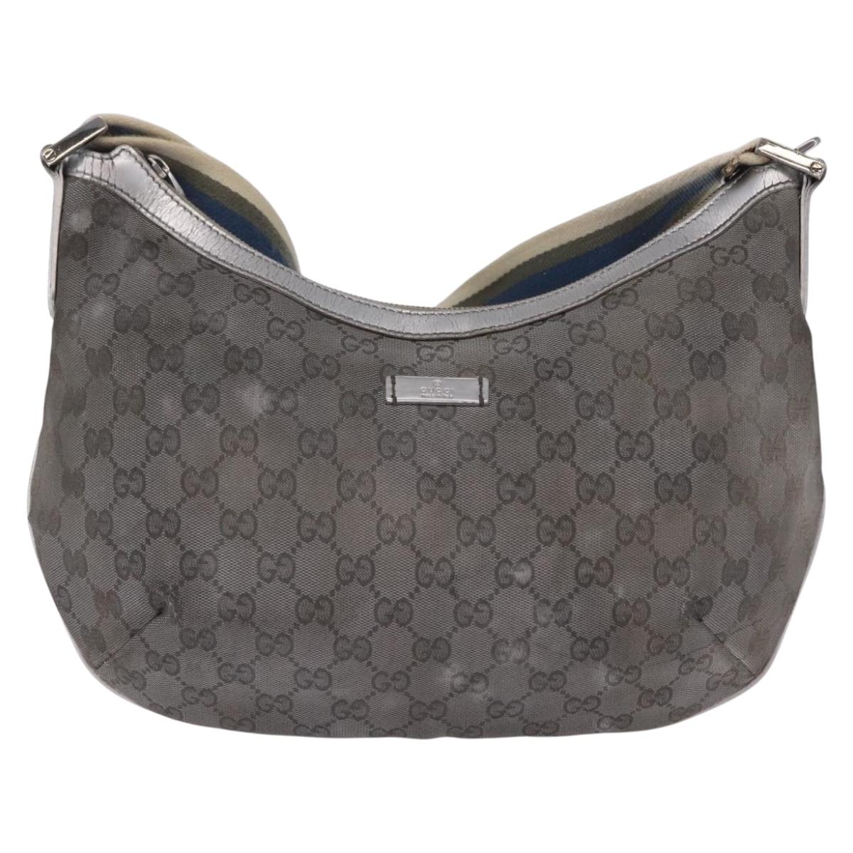 GUCCI GG Canvas Shoulder Bag Silver 181092 Auth 207594