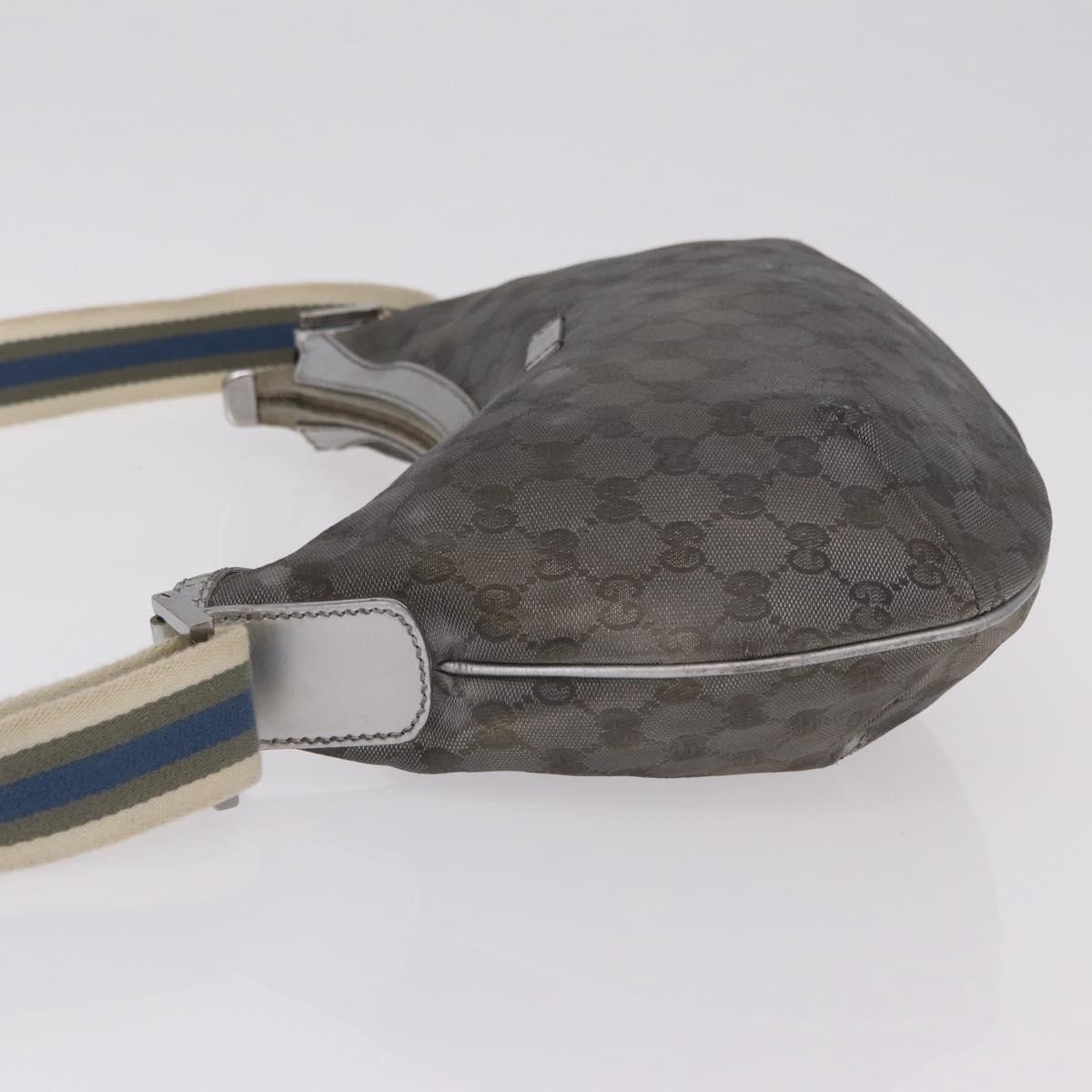 GUCCI GG Canvas Shoulder Bag Silver 181092 Auth 207594