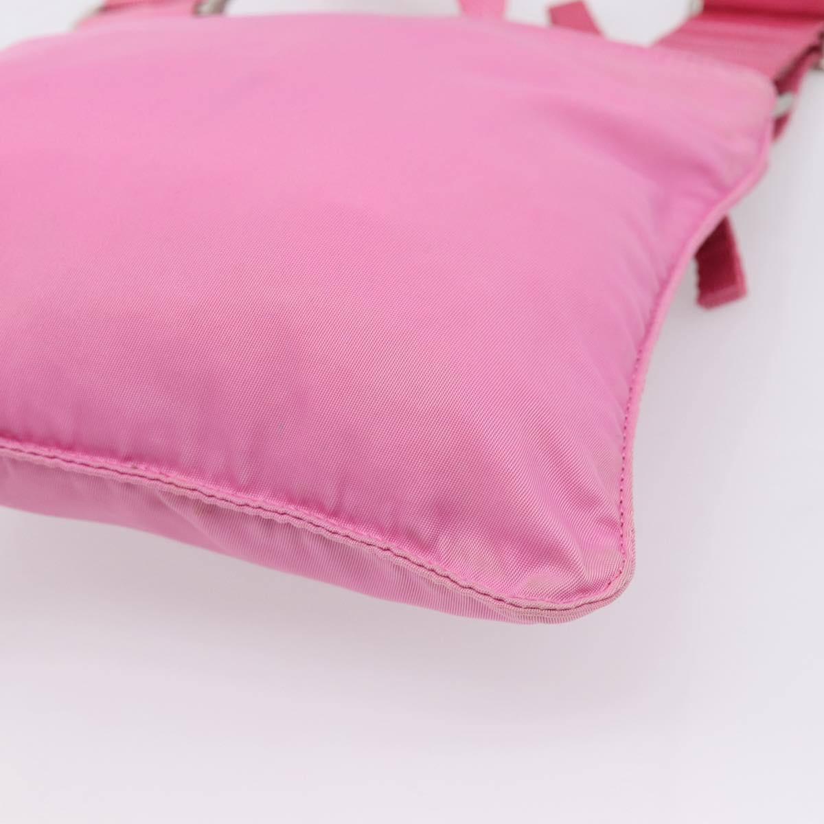PRADA Shoulder Bag Nylon Pink Silver Auth 207599A