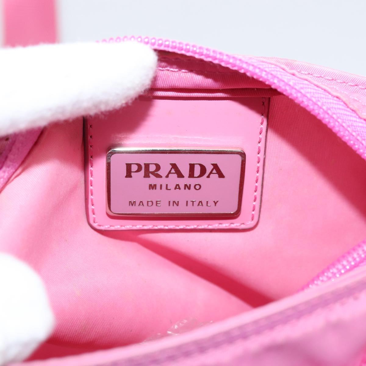 PRADA Shoulder Bag Nylon Pink Silver Auth 207599A