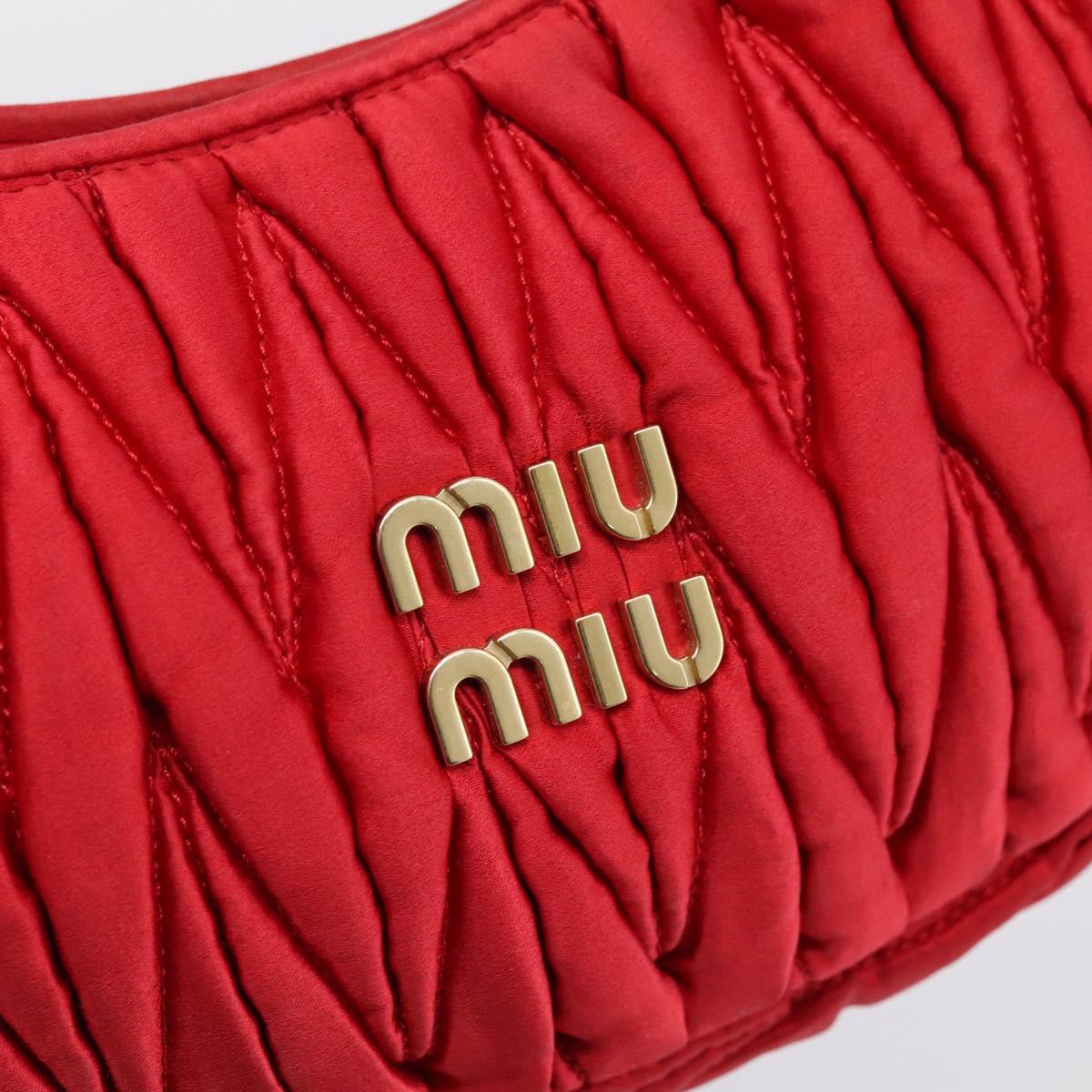 Miu Miu Matelasse Hand Bag Satin 2way Red Gold Auth 207610M