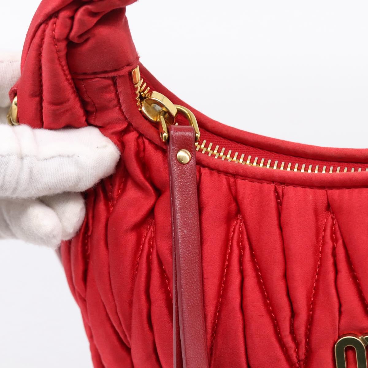 Miu Miu Matelasse Hand Bag Satin 2way Red Gold Auth 207610M