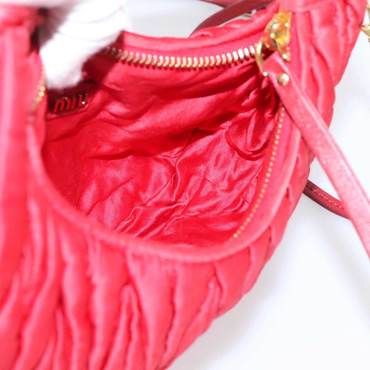 Miu Miu Matelasse Hand Bag Satin 2way Red Gold Auth 207610M