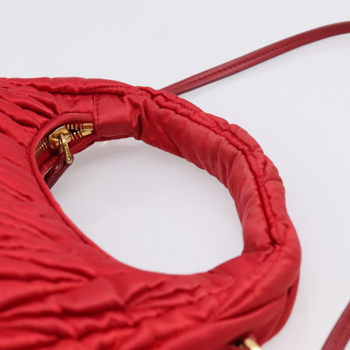 Miu Miu Matelasse Hand Bag Satin 2way Red Gold Auth 207610M
