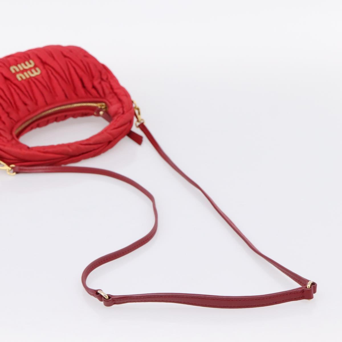 Miu Miu Matelasse Hand Bag Satin 2way Red Gold Auth 207610M