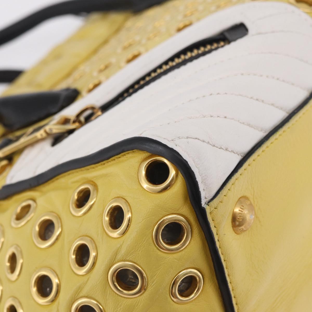 Miu Miu Biker Hand Bag Leather 2way Yellow Gold Auth 207612A