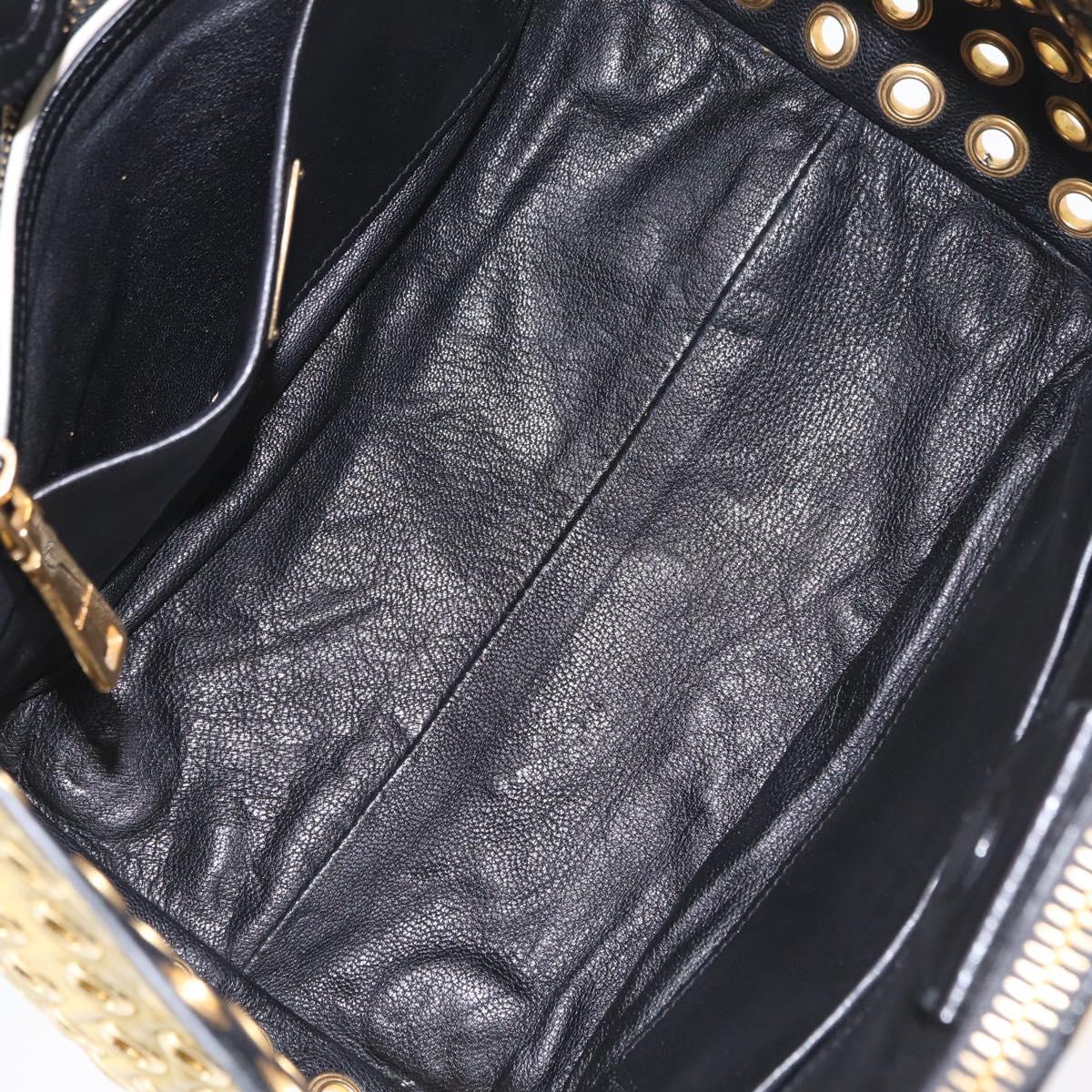 Miu Miu Biker Hand Bag Leather 2way Yellow Gold Auth 207612A