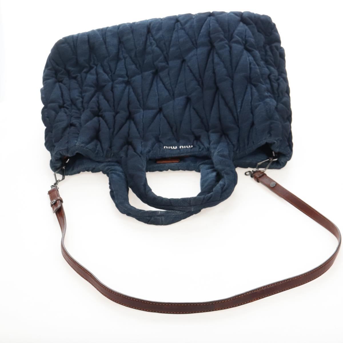Miu Miu Matelasse Hand Bag Denim 2way Navy Auth 207622V