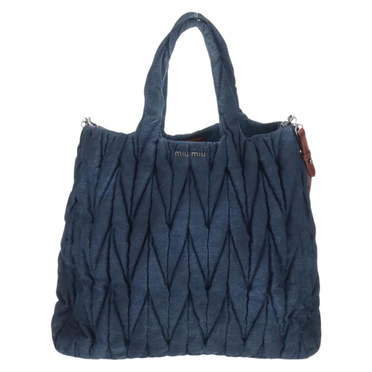 Miu Miu Matelasse Hand Bag Denim 2way Navy Auth 207622V
